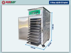 Máy sấy lạnh mini 9 khay thiết kế nhỏ gọn, phù hợp với các cơ sở sản xuất chế biến vừa và nhỏ.